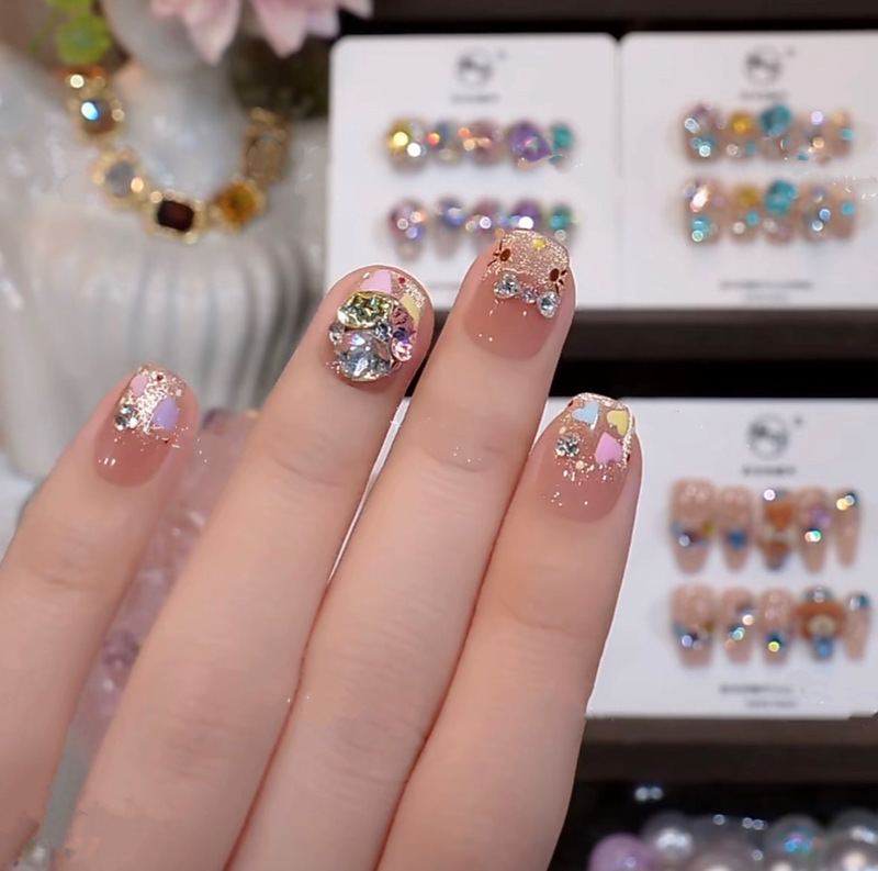 【Lucky Kt】New Style Pure Handmade Wearable Nails with Dazzling Kt Cat Eye Effect, Pure Handmade Nail Stickers