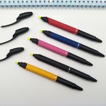 新款金屬雙頭熒光筆多功能3合1噴膠圓珠筆帶觸控功能的重點標記筆