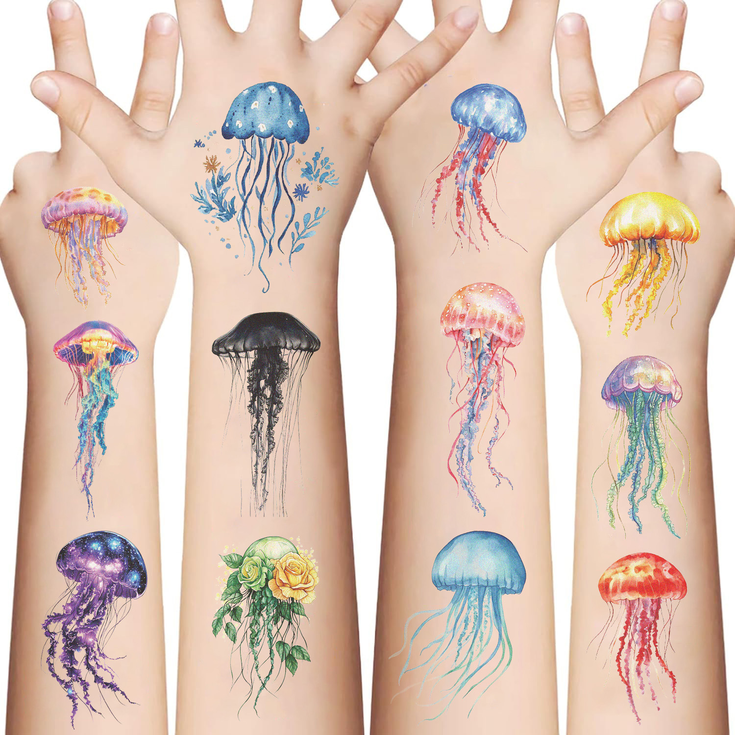 18g Weight tattoo stickers Event & Party Supplies 10 PCS/Package Quantity Party Occasion transfer stickers Material Jellyfish Pattern Jellyfish Transfer Stickers Tattoos & Body Art 10 PCS/Package 8