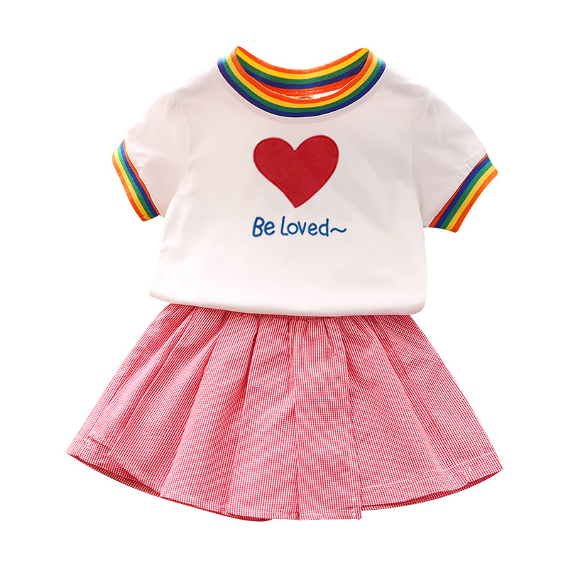 Girls Summer Short-sleeved Shorts Two-piece Suit Image 1