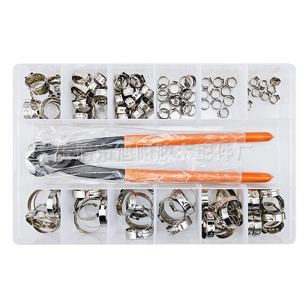 Cruz-frontera dedicado 115 unids traje en caja 304 abrazadera de acero inoxidable con abrazadera de aro sola oreja electrodeless abrazadera de manguera