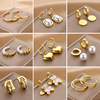 Golden earrings stainless steel, jewelry, European style, does not fade, pink gold, wholesale