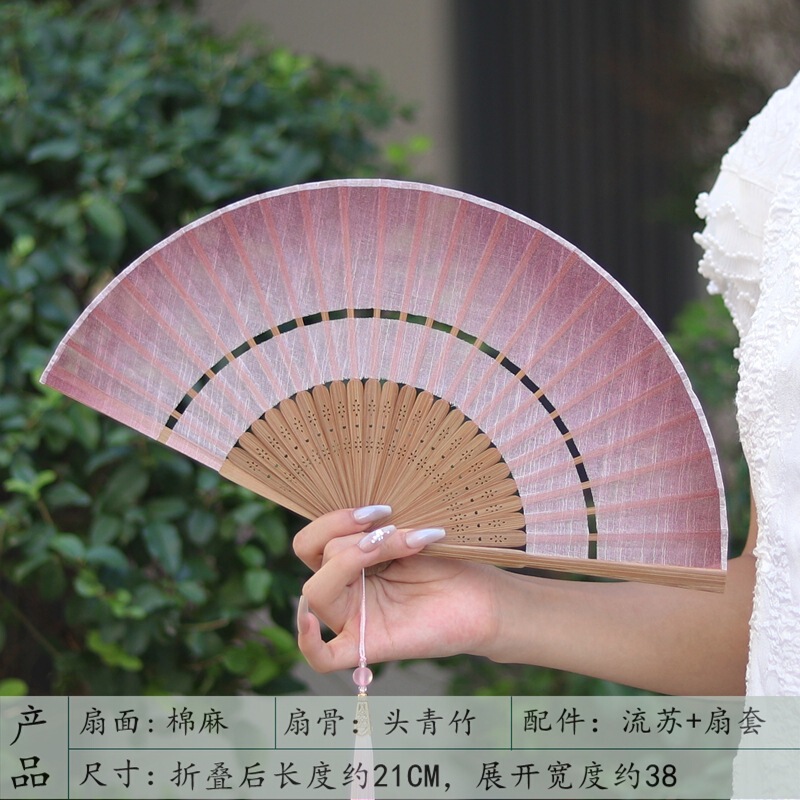中国風の二重節扇子折りたたみ布張りレトロスタイルチャイナドレス漢服小型扇子ポータブル夏の女性のダンス扇子|undefined