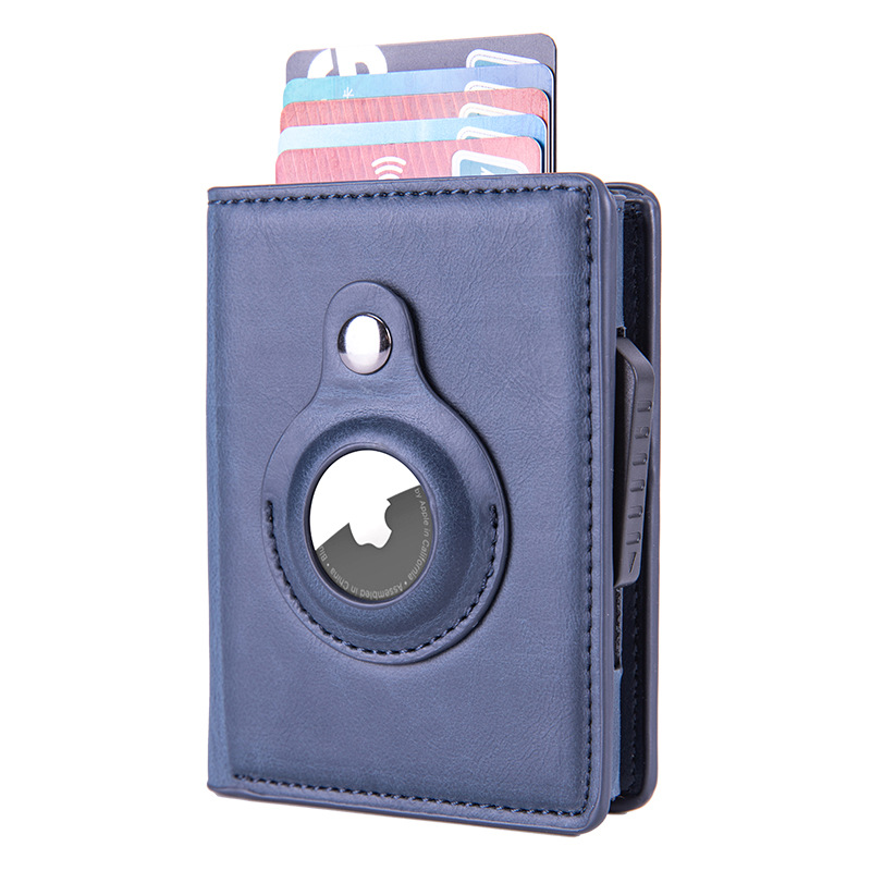 Automatic Bullet Card Wallet Card Box Card Sleeve Anti-lost Tracker Cowhide Card Bag Multi-function Wallet X-80