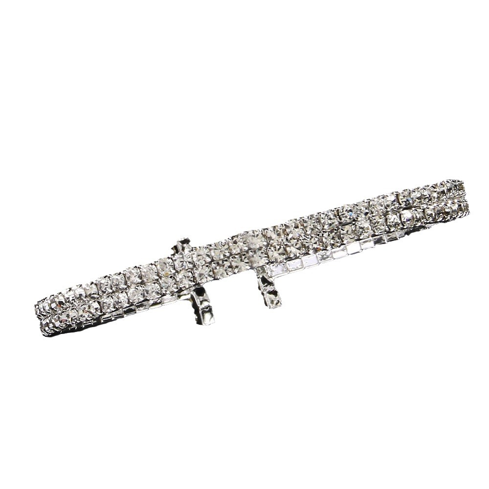 Moda simple diamante completo abierto pulsera europea y americana elegante doble fila rhinestone pulsera fiesta accesorios pulsera