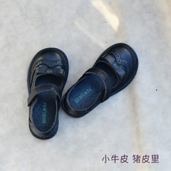 Girls black leather shoes 2023 new spring and autumn soft sole baby shoes infant British performance campus bow