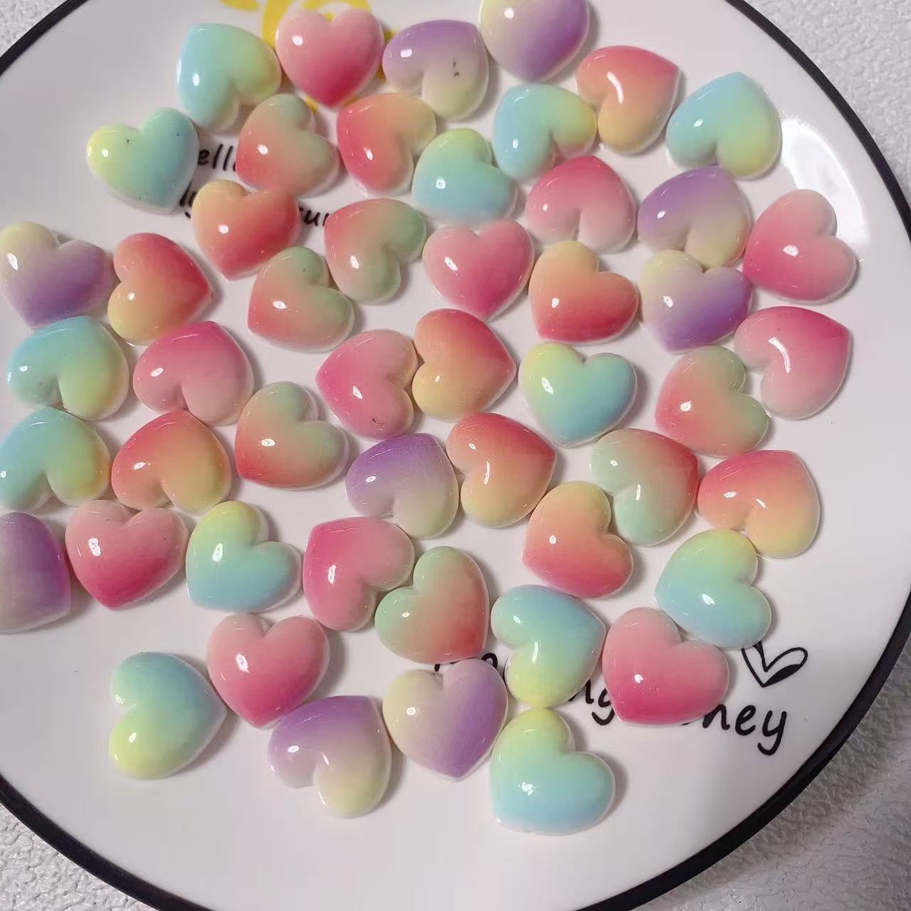 Nuevo macaron doble gradiente estrella accesorios de resina DIY horquilla accesorios para el cabello teléfono móvil Shell llavero casero material