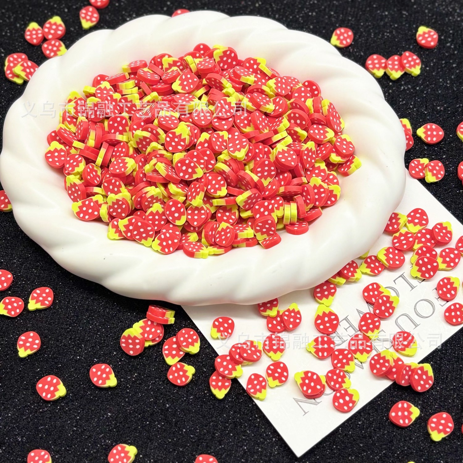 Red strawberry soft clay slices