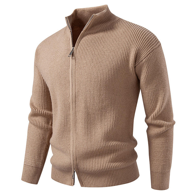 Cross-Border Foreign Trade Men's Clothing 2025 New Korean Style Casual Knitted Cardigan Fashionable Double-Ended Zipper Sweater Cardigan Jacket