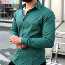 欧美外贸男装新款休闲个性潮男长袖3d数码印花衬衫大码休闲男装