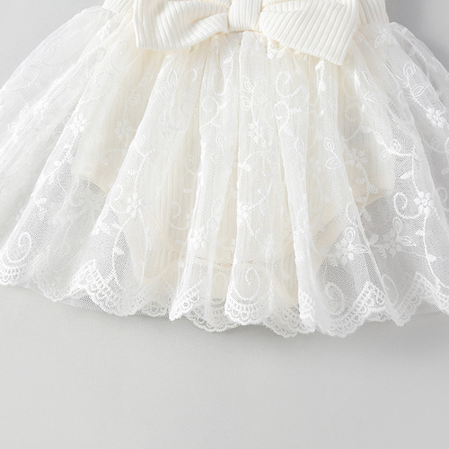 Baby's first birthday dress 2024 cross-border new full moon dress for girls, baby net lace sleeve summer princess dress