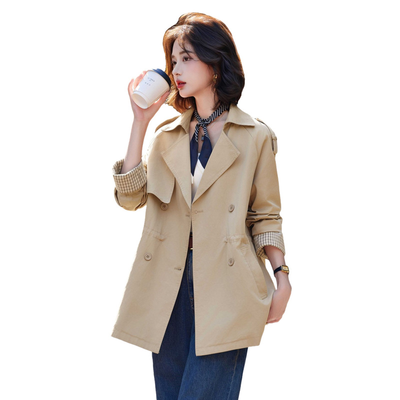卡其色风衣女中长款2025新款中年妈妈时尚休闲气质翻领单排扣外套|undefined