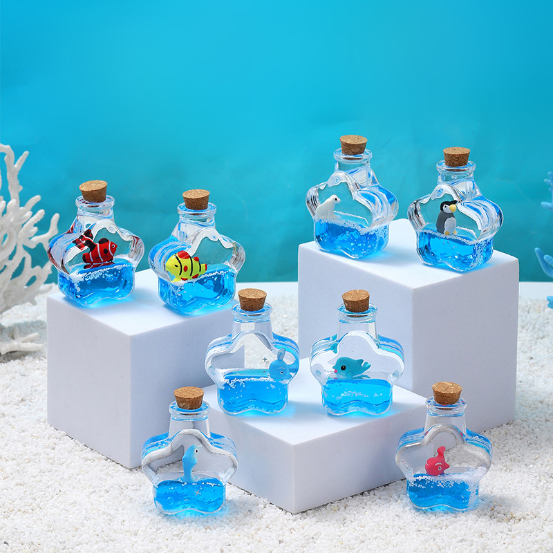 新款五角心液体沙漏流沙摆件油漏透明亚克力入油工艺品创意小礼品