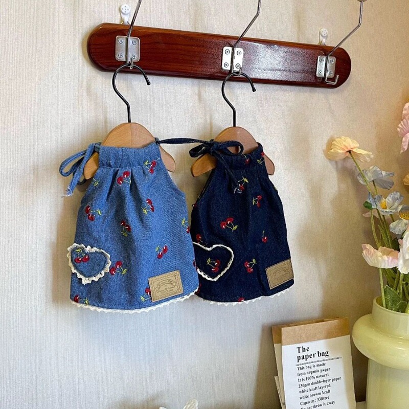 Pet Denim Skirt Retro Strap Skirt Marzis Yorkshire Couples Suit Bitter Bear Milk Dog Cat Clothes New