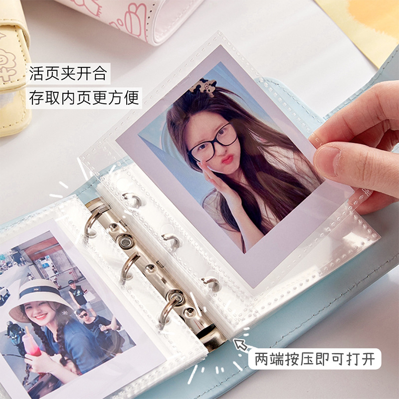 Bonito álbum de tarjetas de Gong Ge de alto valor de cara pu álbum de fotos de hoja de pulgada de botón magnético de chicas de 3 pulgadas de almacenamiento de tarjetas