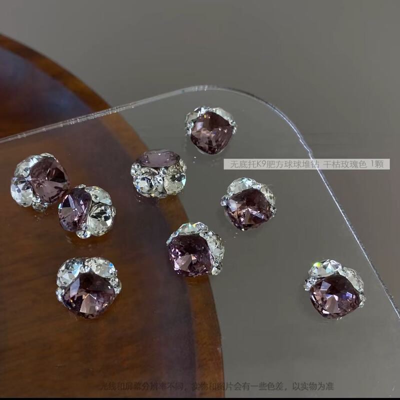 Dongzhou Nail Art K9 Finished Product with High-End Ultra-Shiny Chunky Square Multi-Faceted Transparent Pink Light Luxury Purple Nail Decoration Dongzhou Nail Art K9 Finished Product with High-End Ultra-Shiny Chunky Square Multi-Faceted Transparent Pink Light Luxury Purple Nail Decoration