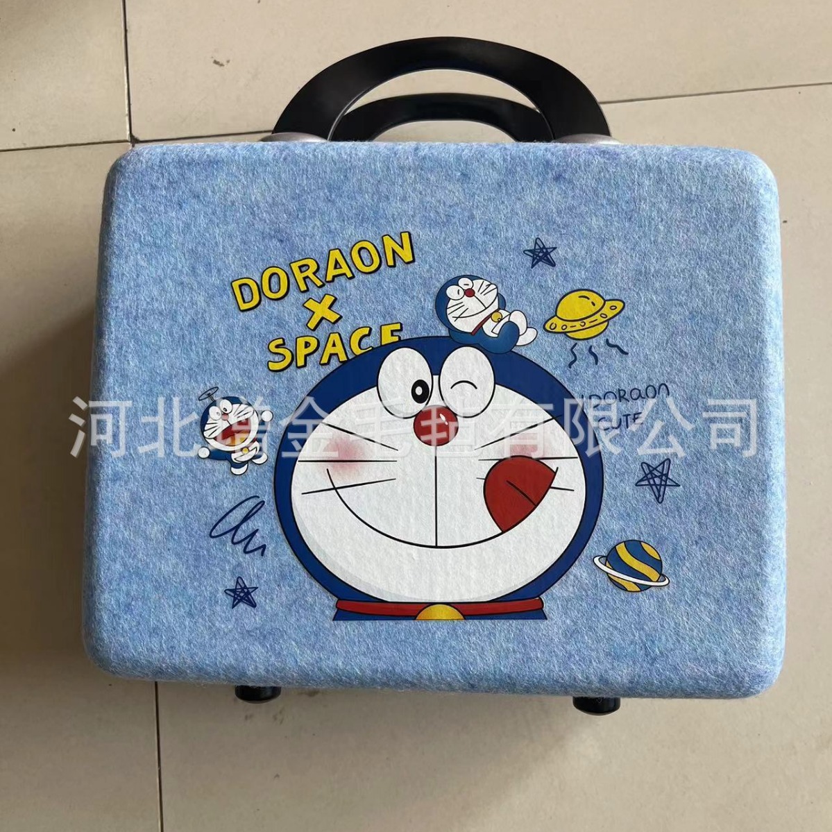 新款卡通毛毡化妆盒 大容量储物箱行李箱 多功能毛毡手提箱