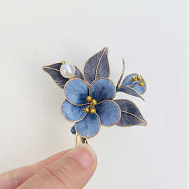 发簪盘发中式古风手工非遗绒花汉服配饰发钗头饰绒花蚕丝发饰