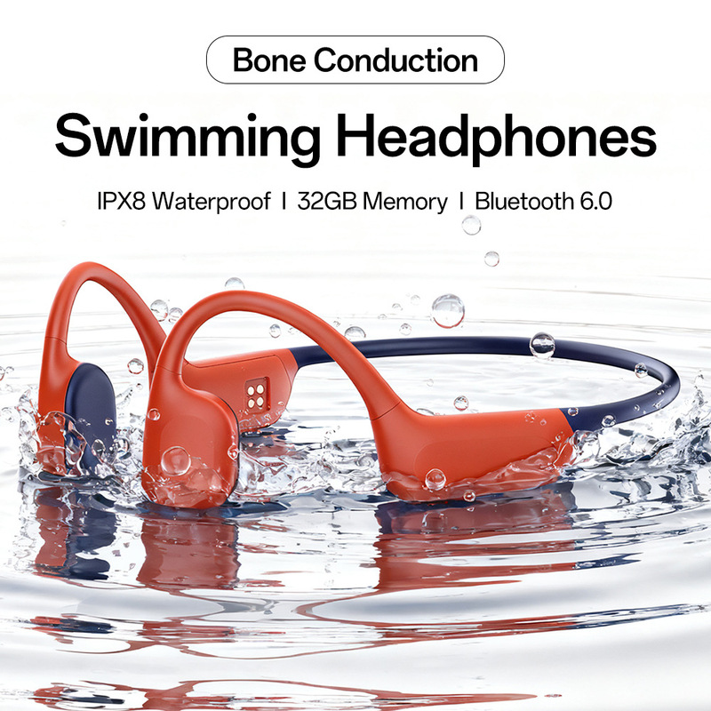 Cross-Border X5 Bone Conduction Swimming Bluetooth Headset Running Professional 8 Level Waterproof 32g Memory Sports Noise Reduction