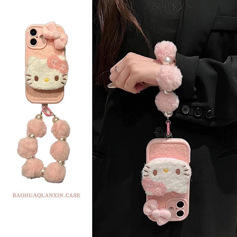 Suitable for Apple 17Promax Mobile Phone Case, Autumn and Winter Plush Iphone16 Cute Kt Cat 15/13/14/12/11