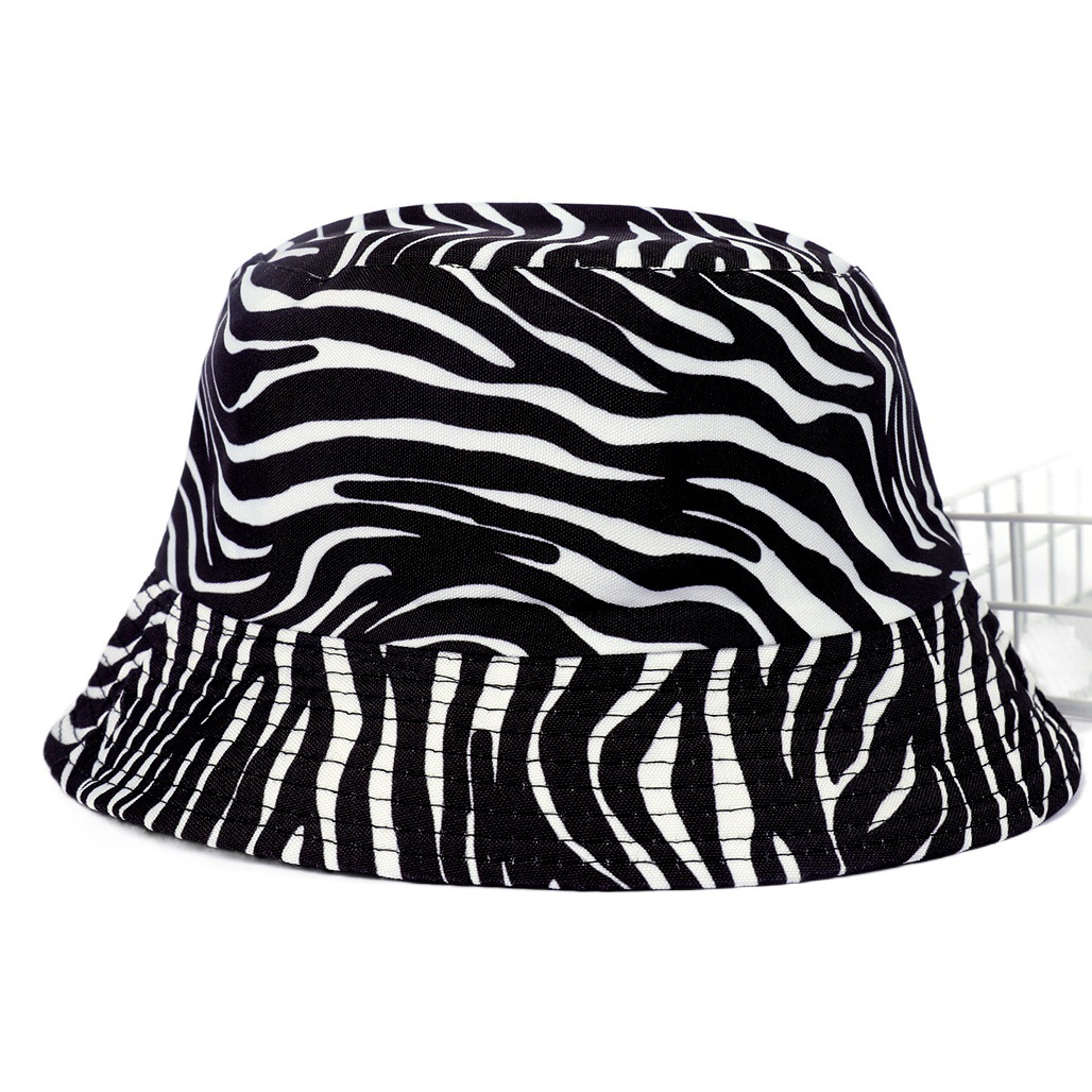 Estilo coreano japonés sombrero de pescador de moda patrón de cebra femenina versátil cara de aspecto pequeño verano protección solar primavera y verano otoño sombrero de cubo