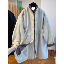 韩版高端气质欧货立领轻薄棉服女冬季中长款2025新款宽松夹棉风衣