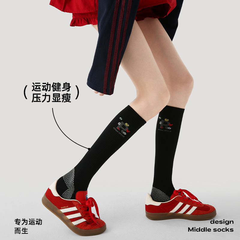 Renaissance运动肌能压缩袜子女长筒袜健身跑步跳绳压力瘦腿袜子|undefined