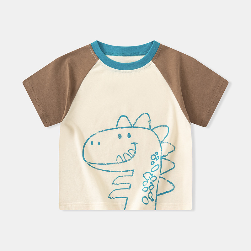 Betop comercio exterior ropa para niños verano nuevo estilo para niños camiseta de manga corta niños ropa de bebé dibujos animados superior de dinosaurio al por mayor