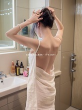 四层皱棉纱睡衣女春秋款2025新款感穿戴式吊带浴巾浴裙露背夏