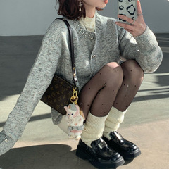 法式设计感灰色小香风针织衫上衣女2025开春秋季新款别致毛衣开衫