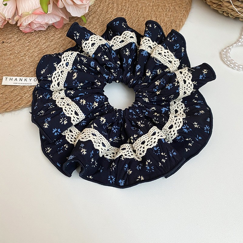 Encaje lazo para el cabello de intestino grueso de doble capa ins coreanos cuerda para el cabello de intestino grueso fresco y dulce en la parte posterior de la cabeza accesorios para el cabello femenino