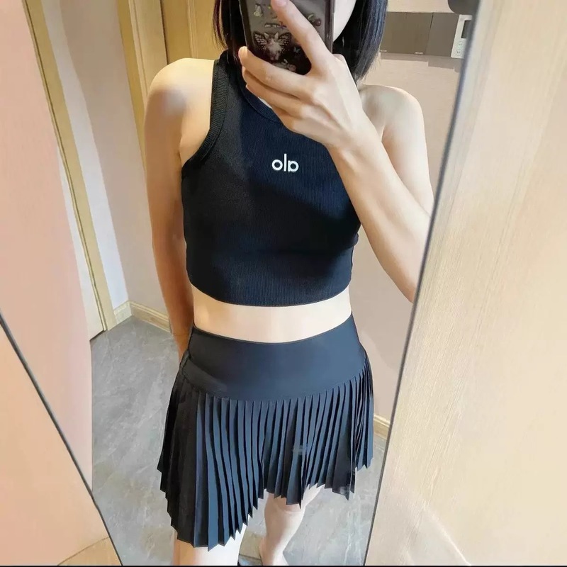 alo フェイクツーピースプリーツスカート女性のヨガフィットネススカート露出防止テニススカートパンツ速乾性 25 夏の新スタイル|undefined
