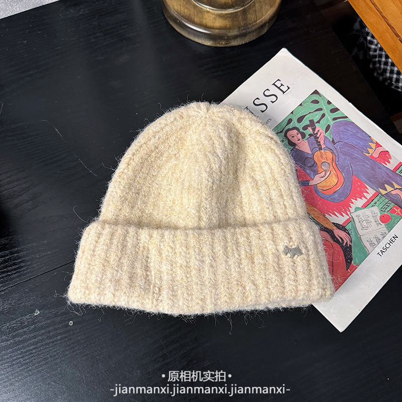 秋冬季混线简约百搭显脸小防寒2025新款护耳大头围保暖毛线针织帽|undefined