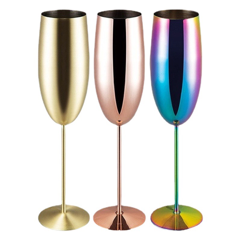 304 de acero inoxidable colorido copa de vino creativo cóctel de vidrio bar Tulipán champán vidrio de la vendimia