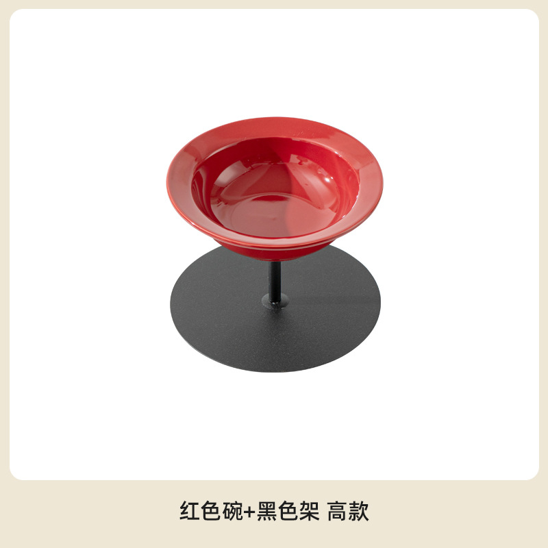 Cerámica creativa de pies altos de gran calibre de alto valor facial para mascotas y gatos cuello protector de columna cervical anti-derrumbe tazón de agua de grano