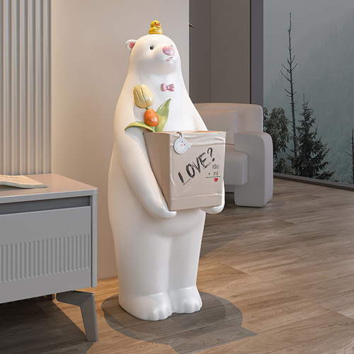 Village Bear Shelf Decor for Living Room Sofa Side Storage Entryway Large Floor Soft Ornament Moving House Gift