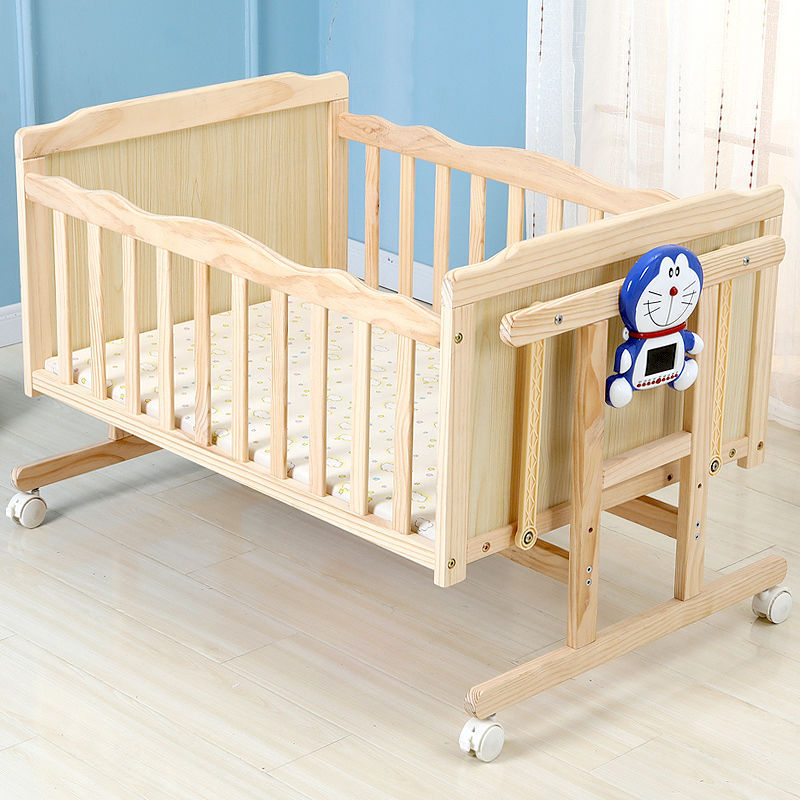 Movable Electric Cradle Bed Solid Wood Paint-Free Crib Baby Newborn Automatic Cradle Baby Smart Bed Hand-Cranked Model