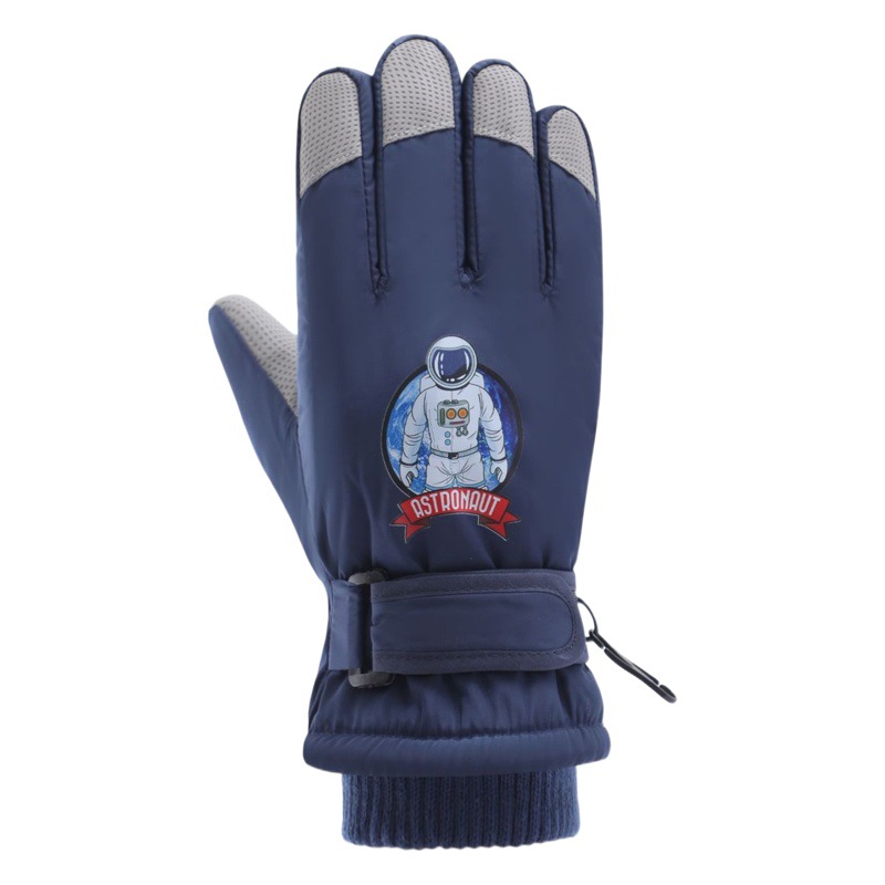 卸売子供用漫画柄滑り止め手袋、裏起毛厚手保温手袋、アウトドアスポーツ防水滑り止めスキー手袋