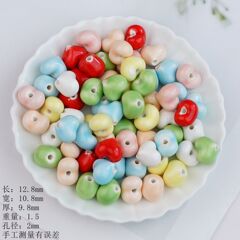 小爱心12mm散珠配件景德镇陶瓷饰品手链手工diy材料厂家批发