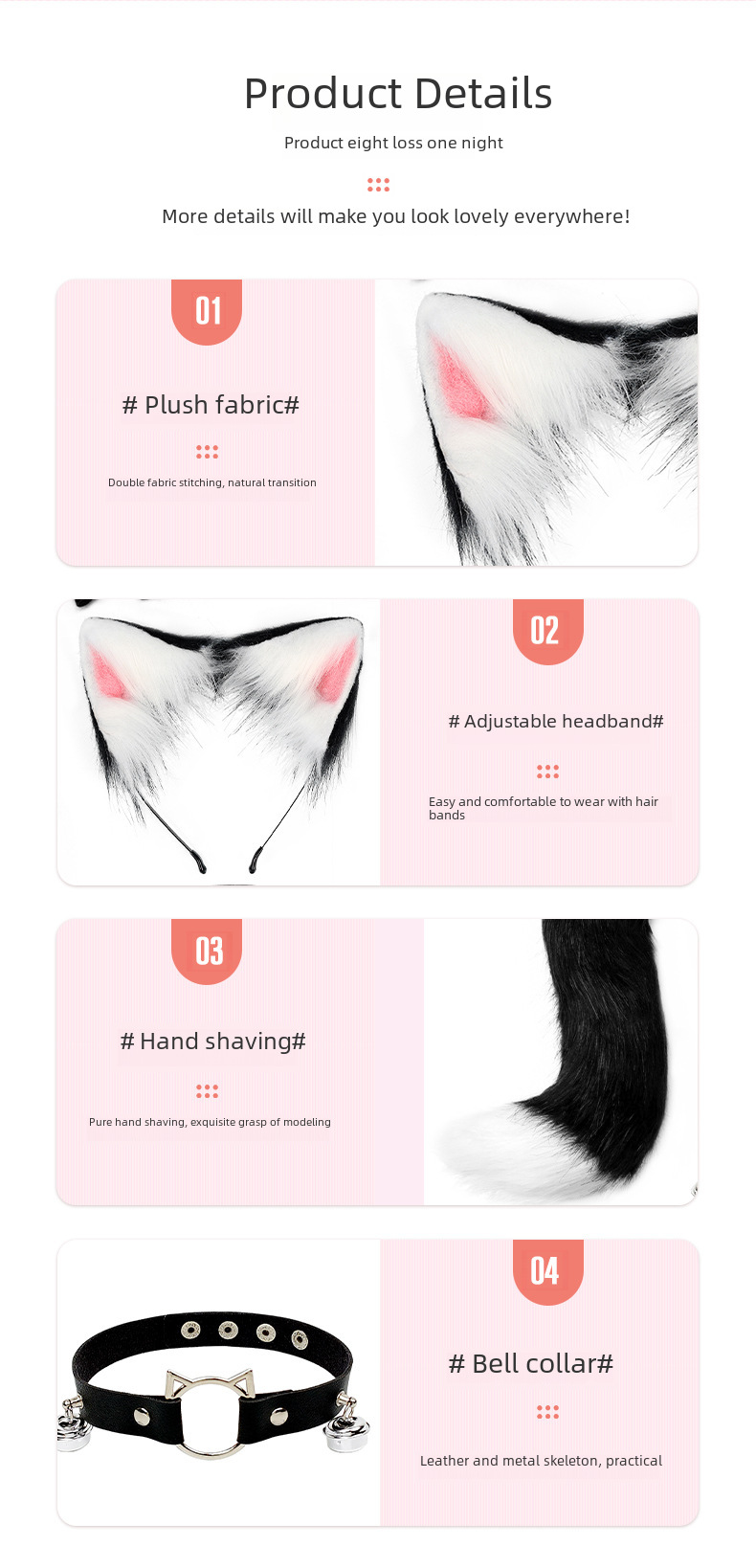 Conjunto 1 de orejas de gato y cola de zorro