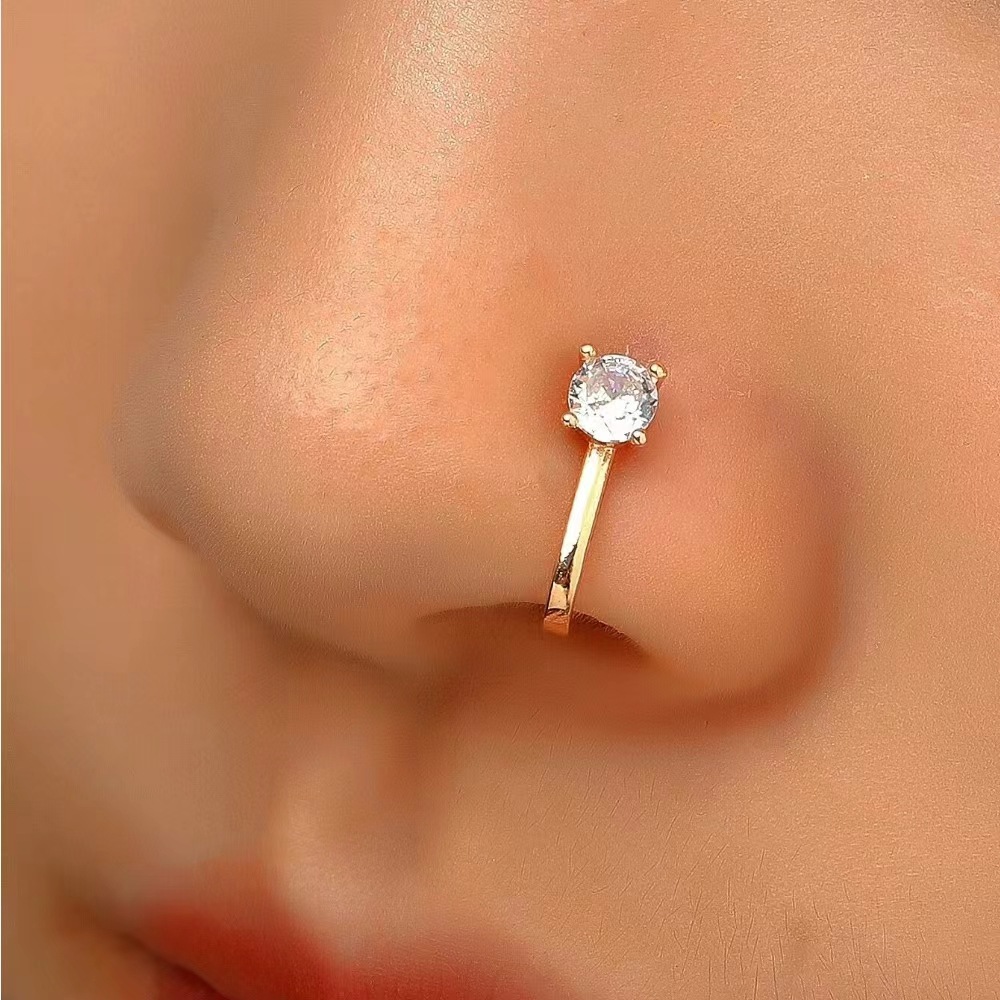 1 Piece Nose Rings & Studs Casual Streetwear Geometric 925 Sterling Silver Nose Pin display picture 5