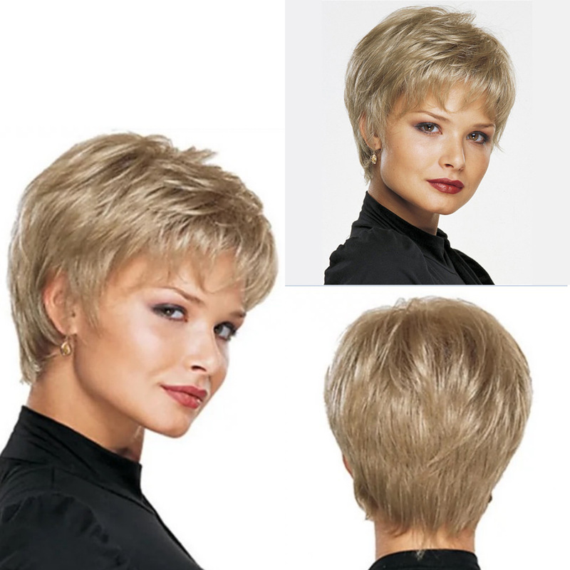 Xinchen Foreign Trade European and American Women's High-End Synthetic Fiber Natural-Looking Wig, Fashionable Fluffy Short Hair Synthetic Fiber Full Wig