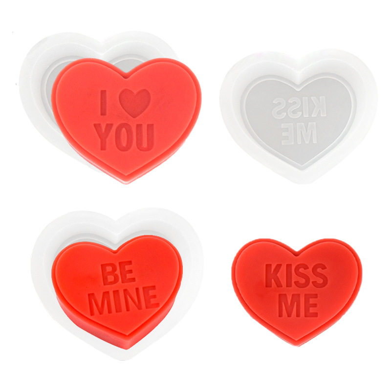 Qiukai carta de amor transfronterizo jabón hecho a mano molde de silicona DIY amor aromaterapia vela molde de la torta