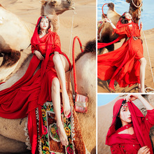西域風情古裝婚紗照舞蹈旅游沙漠衣服敦煌女西域風情女裝穿搭拍攝