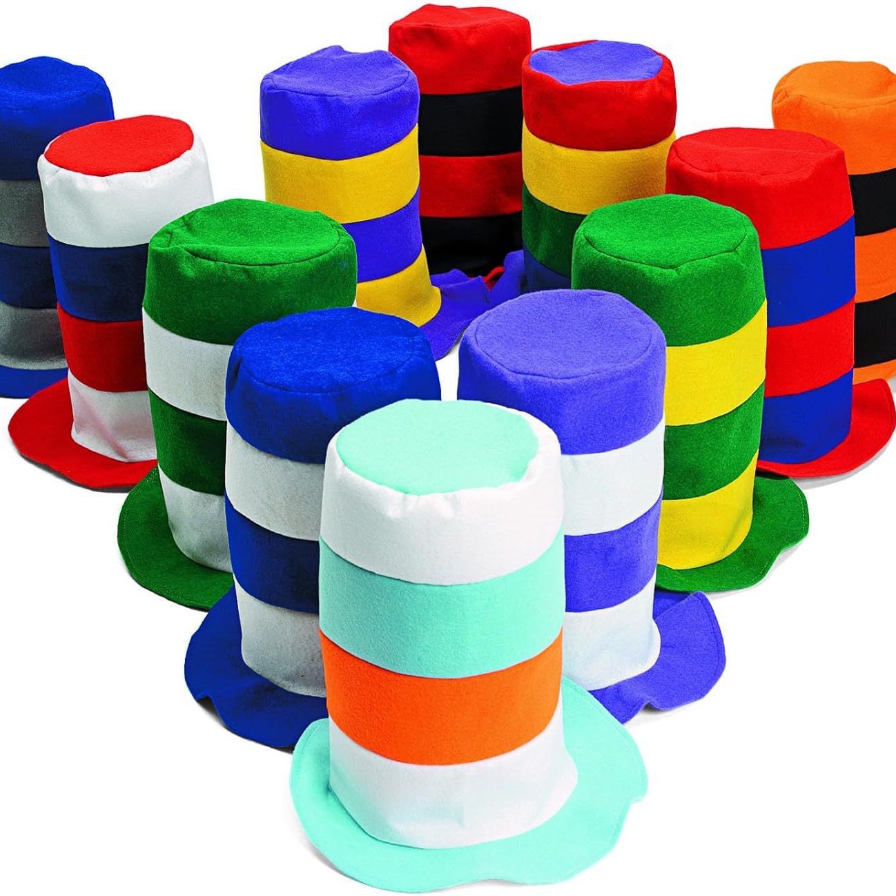 Amazon Stovepipe Hats Adult Party Hats Felt Top Hats Bulk Multi-Color Group Costume Hats Fun Party Hats