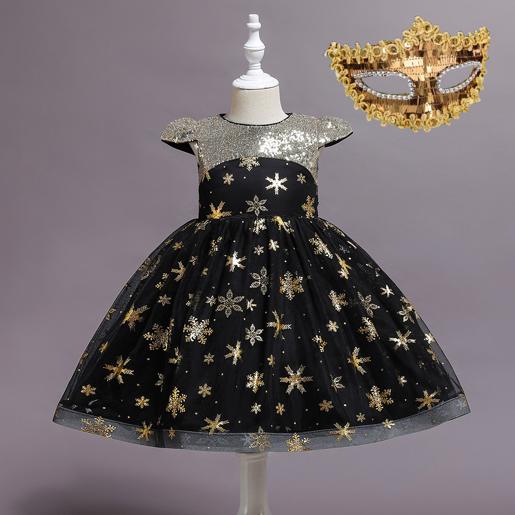 亞馬遜ebay萬圣節(jié)女童禮服兒童黑色公主裙狂歡舞會女巫服 cosplay