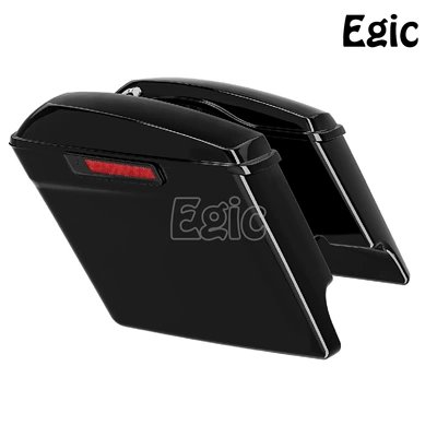 Motorcycle modified side box plus height suitable for Harley road gliding travel series 14-24 years black lock (Motorcycle trunk) - bright-black-heightened-black-lock