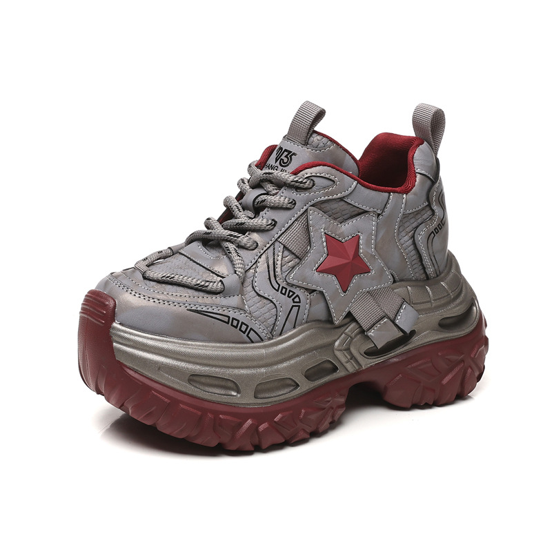 Giày sneaker chunky đế dày tăng chiều cao nữ, đế 9cm — đen