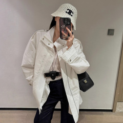 欧美风经典工装风休闲白色夹克外套女2025秋冬时尚女装批发
