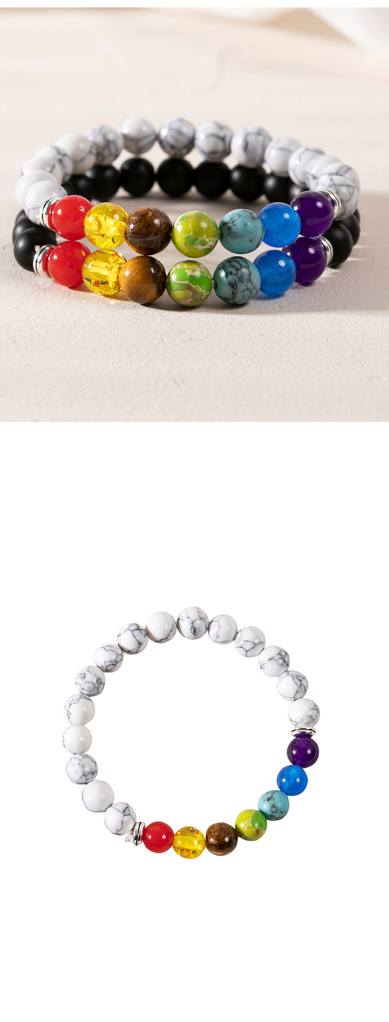 Fashion Color Block Stone Couple Bracelets 1 Piece